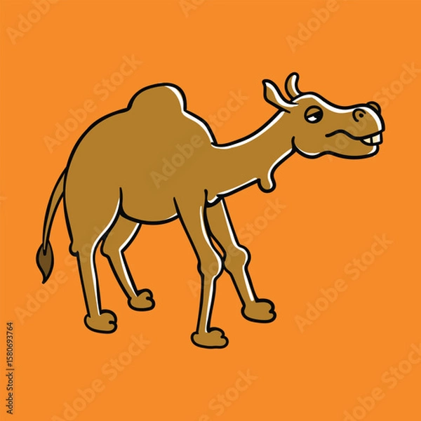 Fototapeta Calm Camel Standing in Simple Pose
