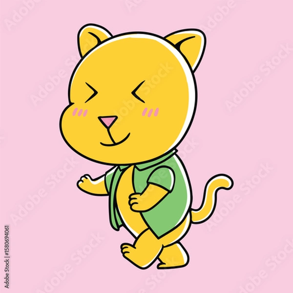 Fototapeta Blindfolded Cat Walking Gently with a Smile