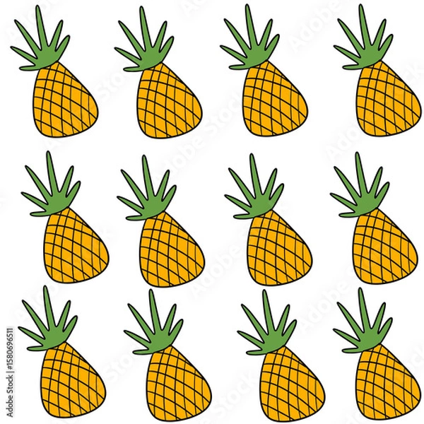 Fototapeta “Hand Drawn Pineapple Seamless Pattern on Beige Background” seamless background with pineapple,