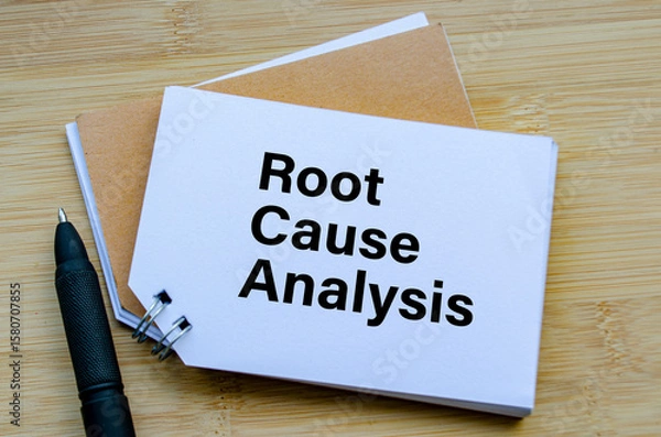 Fototapeta Root Cause Analysis notepad with marker on desk