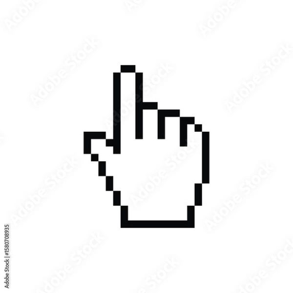 Fototapeta Hand Pointer Pixel Vector Icon Design