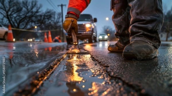 Fototapeta Generated title for shihab_99_A_road_crew_member_brushing_new_asphalt_edge_bright_v_daf1c45a-deb7-47e6-a956-71f47d7fbb50_4-topaz-enhance-4x-faceai.jpeg