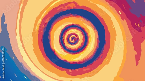Fototapeta Artistic depiction of a swirling vortex with vibrant colors and a central spiral pattern, creating depth and motion