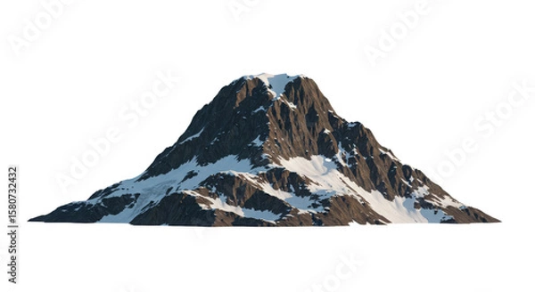 Fototapeta Conical Snow-Capped Mountain with Rocky Lower Slopes on transparent Background
