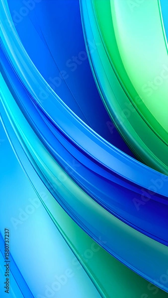 Fototapeta Abstract waves of blue and green colors create a smooth, flowing design.