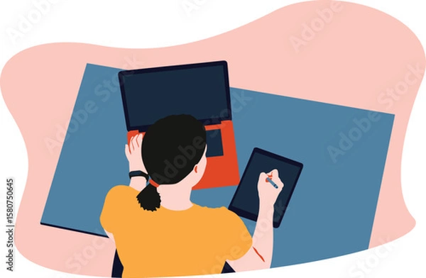 Obraz The Illustrator drawing on tablet