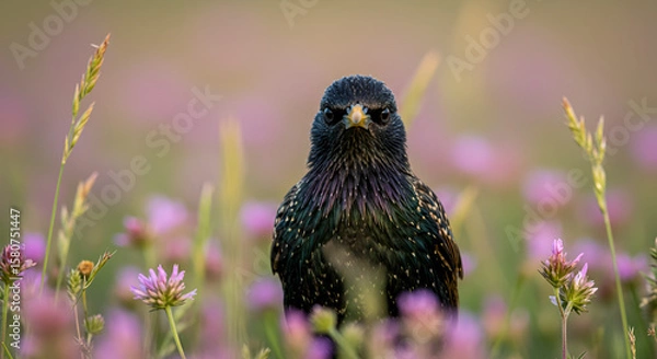 Fototapeta Starling in Clover Field