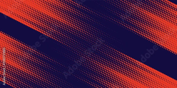 Fototapeta Abstract speed lines style orange color halftone banner design template. Vector illustration.