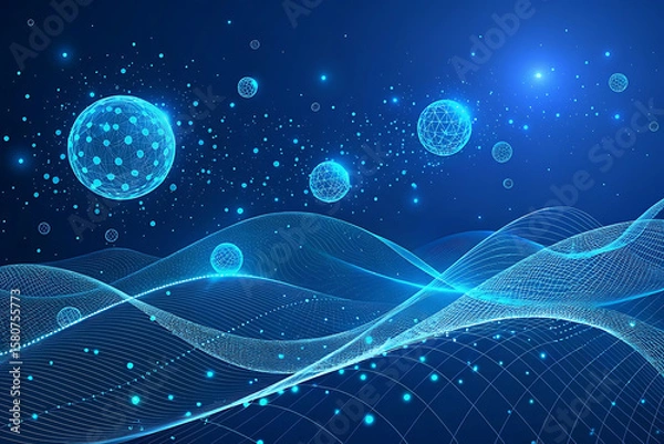 Fototapeta 3D Mesh Gradient Spheres Abstract Background for Tech Design

