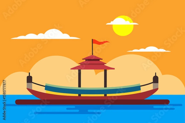 Obraz traditional balinese boat jukung at jimbaran beach