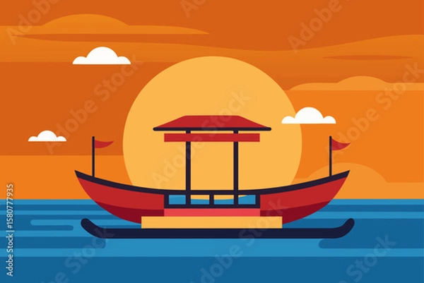 Obraz traditional balinese boat jukung at jimbaran beach