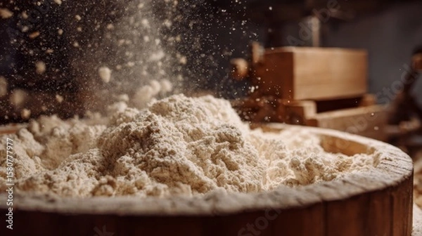 Fototapeta The process of milling wheat into flour  understanding traditional techniques and modern methods