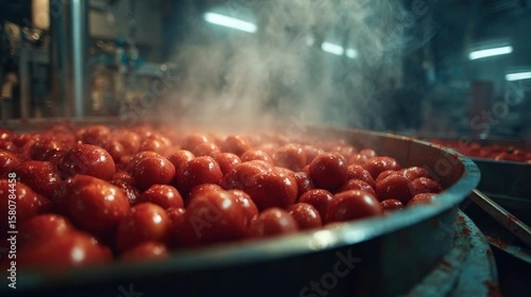 Fototapeta An in depth look at the process and techniques of ketchup manufacturing and production