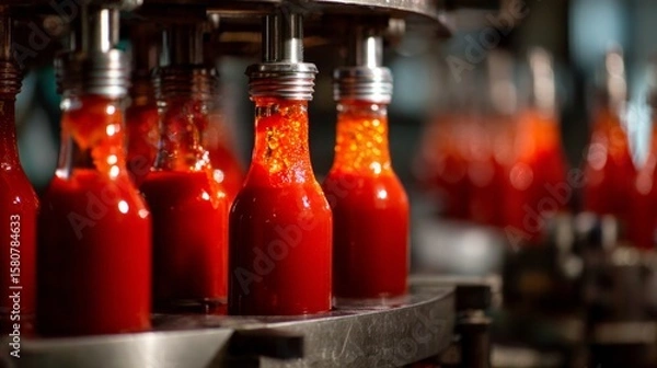 Fototapeta A comprehensive overview of ketchup manufacturing processes and quality control measures