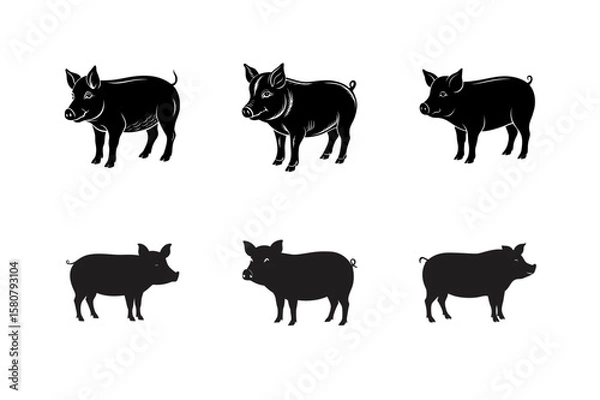 Obraz pig silhouette vector art