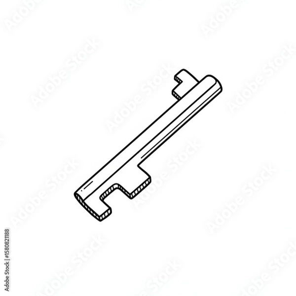 Fototapeta Key Outline Illustration: Hand-drawn Key for Design, Security, and Concept