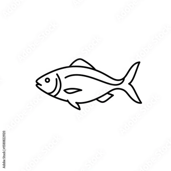 Fototapeta Fish Icon Outline Illustration on White Background (Generative AI)