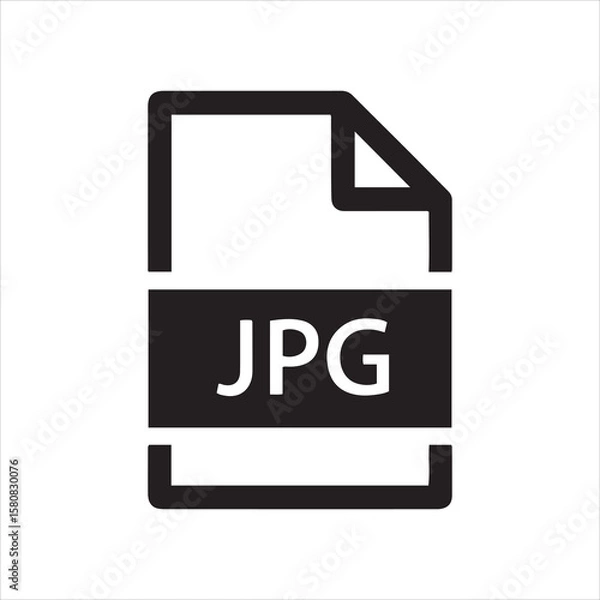 Obraz Simple black and white icon representing a jpg file format