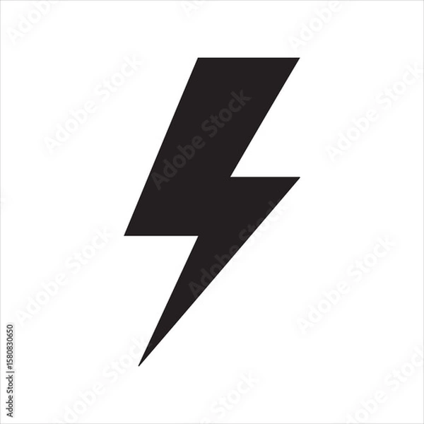 Obraz Bold black lightning bolt symbol on a clean white background