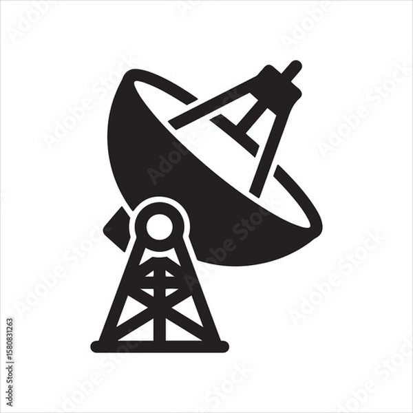 Obraz Black silhouette of a satellite dish mounted on a sturdy tower structure