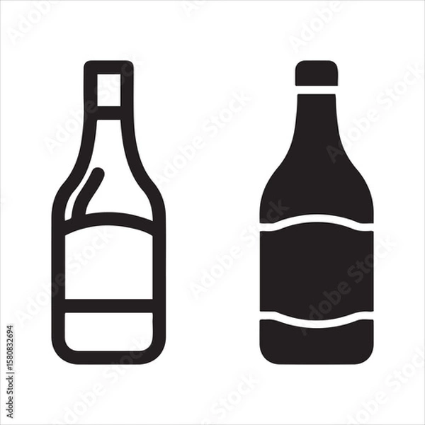 Obraz Two stylized bottles side by side one outline and one solid black