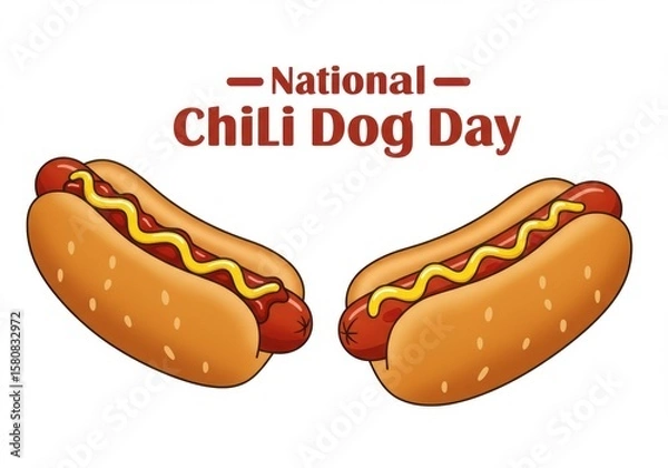Obraz Celebrate National Chili Dog Day with zest and gusto Delicious playful graphic featuring two chili