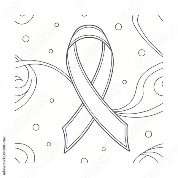 Fototapeta Outline ribbon symbol with decorative pattern circles on a awareness graphic