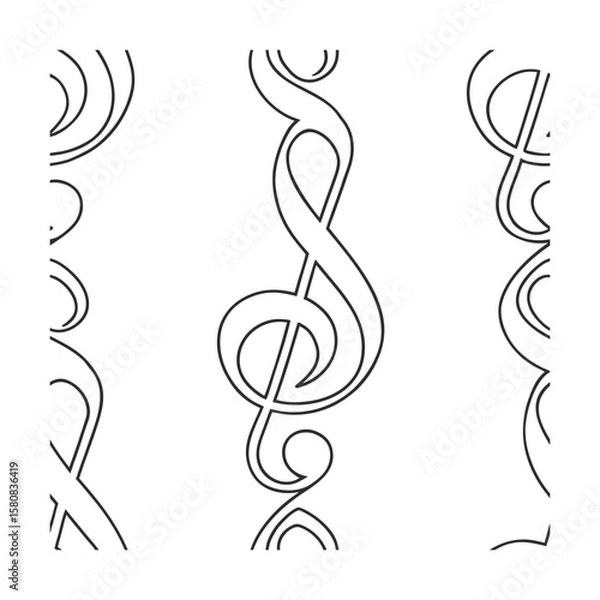 Fototapeta Treble Clef Pattern on with Repeating Musical Symbols Note