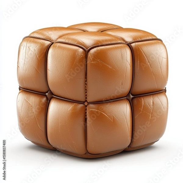 Fototapeta Brown Textured Cube on White Background