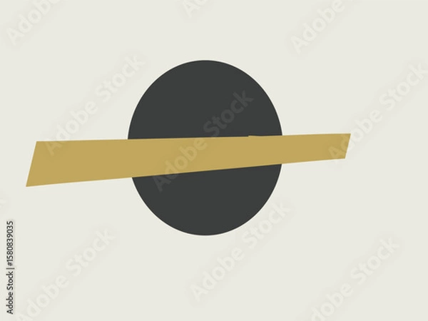 Fototapeta Dark circle with golden stripe abstract design background black