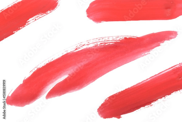 Obraz Red watercolor paint brush stroke isolated on transparent background. art and watercolor painting concept.