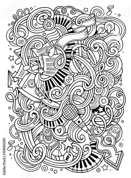 Obraz Cartoon hand-drawn doodles Musical illustration