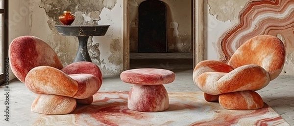 Obraz Stylish and Cozy Retro Chairs with Complementary Round Table