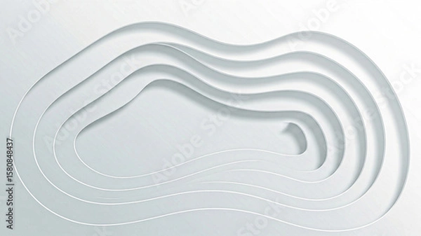 Fototapeta Abstract White Papercut Layers: Modern Minimalist Background Design, Elegant and Serene Mood.