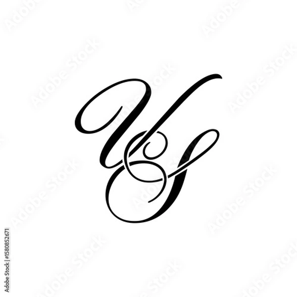 Obraz Elegant VS Monogram Logo in Black Script – Luxury Calligraphy Initial Design on White Background	
