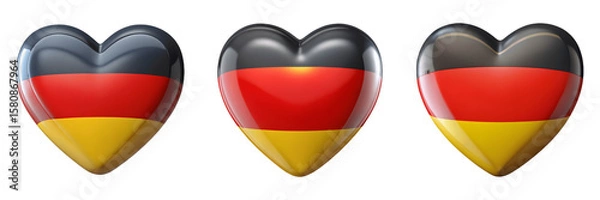 Obraz Set For hearts display the flag of germany isolated on transparent background
