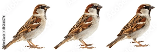 Obraz Set For house sparrows stand isolated on transparent background