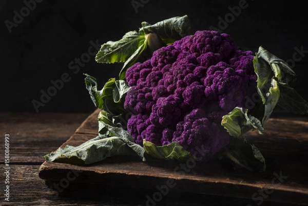 Obraz Purple Cauliflower in rustic setting