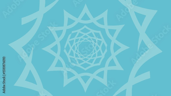 Fototapeta Abstract geometric mandala pattern with repeating star shapes in calming blue tones
