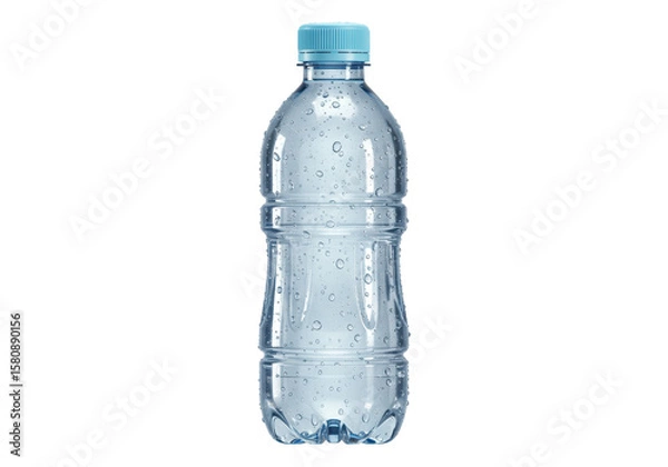 Fototapeta Isolated Refreshing Water Bottle with Condensation Droplets
