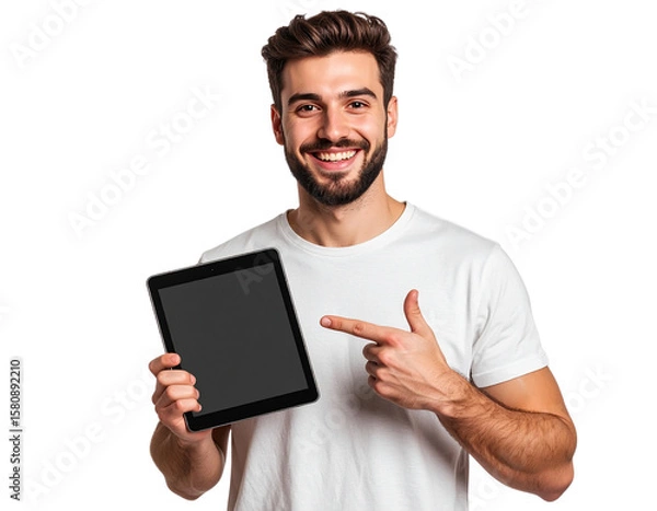 Obraz man holding tablet computer