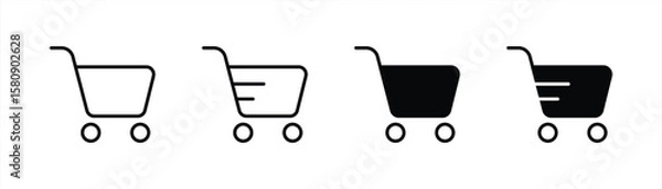 Obraz Shopping Cart Icon Set - Outline and Solid Style
