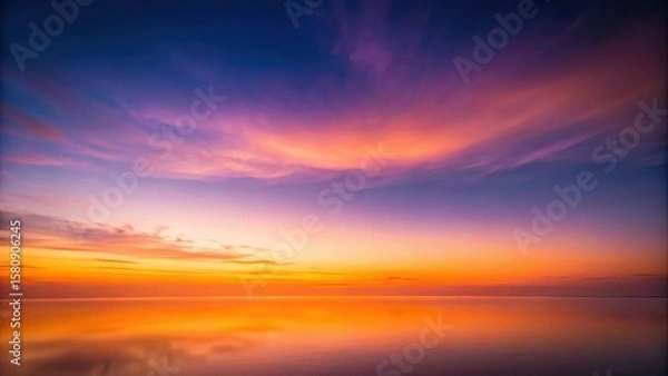 Fototapeta Serene Sunset Reflection A Captivating Display of Colorful Hues Across a Tranquil Waterscape