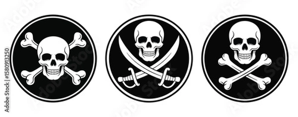 Fototapeta  Skull and Crossbones with Skull Surrounded by Swords Ideal for Pirate Themes, Vintage Tattoos, Digital Art, Posters, and Graphic Design

