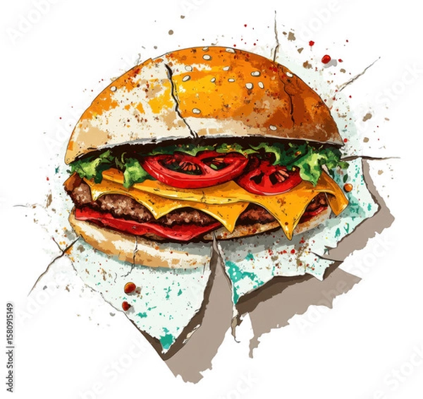Fototapeta hamburger on a plate