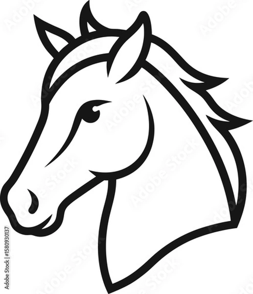 Obraz hourse head outline  vector illustration on white back