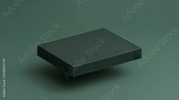 Fototapeta Floating Textured Box on Monochromatic Dark Green Background