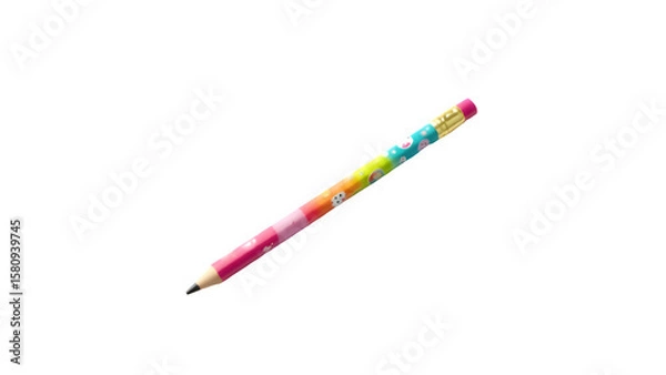 Obraz Colorful Kids School Writing LED Pencil Isolated on White Background – Fun Stationery Tool for Learning, Drawing, and Back-to-School Themes in High-Resolution PNG"

