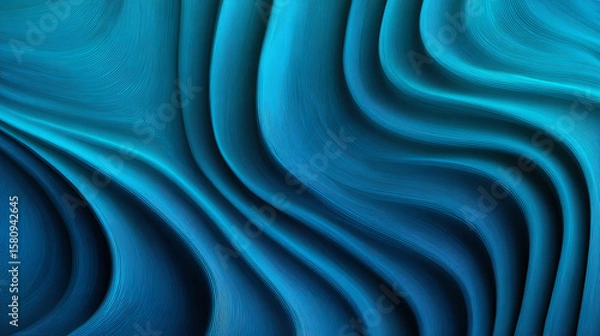 Fototapeta A captivating wave pattern in various shades of blue, perfect for backgrounds, digital designs, and abstract art projects.