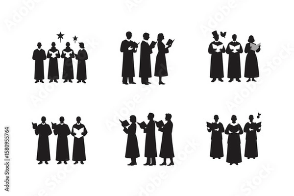 Obraz people singing carols silhouette vector art